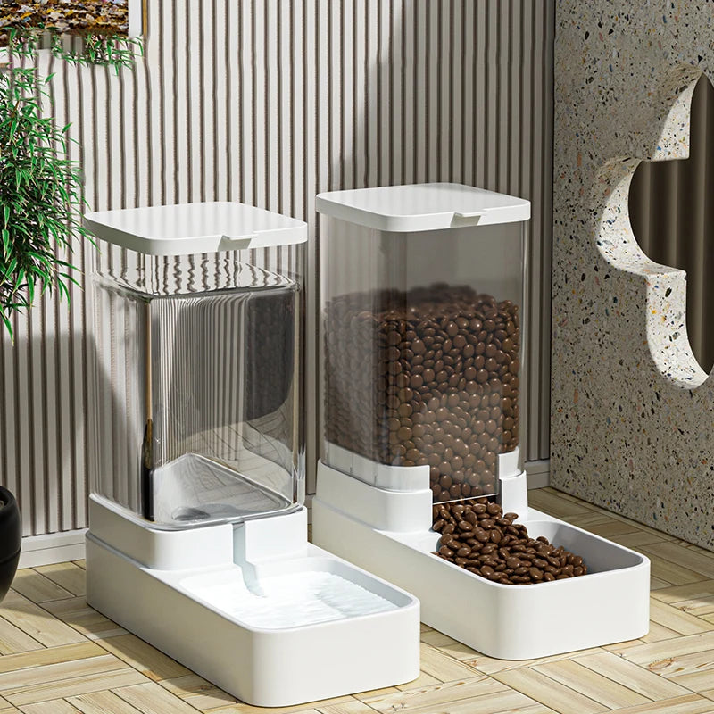 Alimentador para Cães e Gatos, Tigela Automática de Alimentação e Água, Recipiente Transparente de Armazenamento de Ração para Pets, Dispensador de Ração, Acessórios para Filhotes e Gatinhos