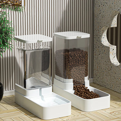Alimentador para Cães e Gatos, Tigela Automática de Alimentação e Água, Recipiente Transparente de Armazenamento de Ração para Pets, Dispensador de Ração, Acessórios para Filhotes e Gatinhos