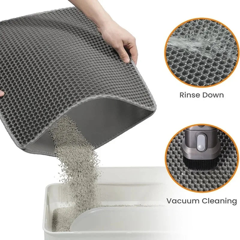Acessórios para Gato - Tapete de Areia para Gato de Dupla Camada, Antiderrapante, Grande, Filtro para Caixa de Areia, Tapete de Areia Resistente ao Uso para Gatos.