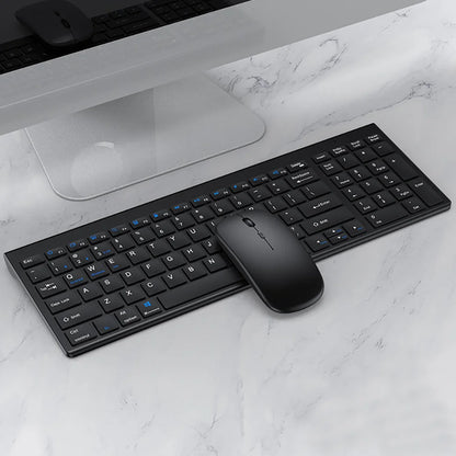 O Conjunto de Teclado e Mouse Slim Bluetooth oferece praticidade e elegância para o seu dia a dia, sendo compatível com notebooks e computadores. Com conexão sem fio dupla via Bluetooth e USB 2.4G, garante uma experiência estável e sem atrasos. Ambos os dispositivos são recarregáveis, eliminando a necessidade de pilhas, e possuem um design slim e silencioso, ideal para uso em escritórios ou home office. Leve, compacto e eficiente, esse conjunto é perfeito para quem busca conforto e produtividade em qualquer